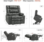 MCombo Dual Motor Power Lift Recliner Chair for Elderly, Lay Flat Lift Chair with Heat and Massage, Petite Wide Lift Chair, Cup Holders, USB A&C Ports, Faux Leather R7894 (Grey, Small-Wide)