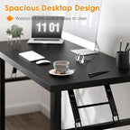 Need Computer Desk Office Desk 47 inches Folding Table with BIFMA Certification Computer Table Workstation No Install Needed, Black Brown