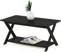 Furinno Modern Coffee Table, Rectangle Modern Coffee Table with X-Legs, Criss-Crossed Side Table, for Living Room, Bedroom, Home Office, Black Espresso