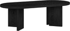Henn&Hart 48" Oval Wood Low-Profile Coffee Table for Living Room, Family Room or Office, Black Grain