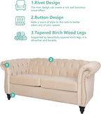 Velvet Sofa Couches Set, 3-Piece Mid Century Modern Upholstered Couch with Cushions, Home Sofa Sectional Furniture Sets, Comfy Tufted Chesterfield Couches for Living Room, Bedroom, Office