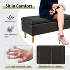 VECELO 44.5" Storage Ottoman Bench, End of Bed Bench with 2 Machined Gas Spring Lid Supports, PU Leather Upholstery & Solid Wood Legs for Living Room, Bedroom, Entryway, Modern Black