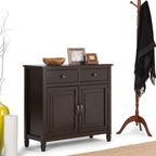 SIMPLIHOME Connaught SOLID WOOD 40 Inch Wide Traditional Entryway Storage Cabinet in Dark Chestnut Brown, For the Living Room, Entryway and Family Room