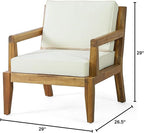 Christopher Knight Home Rossville Outdoor Club Chairs, Teak Finish + Beige