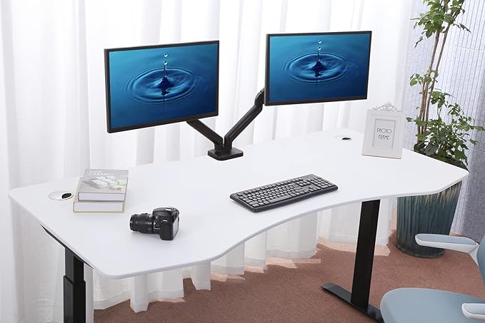 ApexDesk Elite Pro Series 71" x 33" Electric Height Adjustable Stand up Desk, Sit Stand Home Office Desk, Computer Desk - Curved White Top/Black Frame