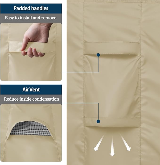 Easy-Going Round Patio Furniture Cover Waterproof Outdoor Dining Table and Chair Cover Anti-UV Outside Sectional Sofa Set Covers (62"DIA x 28"H, Camel)