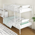Bunk Bed,Twin Over Twin Bunk Beds for Kids Teens Adults,Heavy Duty Metal Slats Bed Frame with Ladders and Guardrail,400 lbs Capacity,No Spring Box Required,White