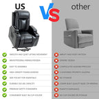 PELUMY Manual Lift Recliner Chair for Elderly with Massage & Heat, Oversized Heavy Duty 350 lbs Recliner with Cup Holders & USB Ports, Infinite Positioning Lift Chair (Breathable Leather, Black)