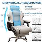 Executive Computer Chair Home Office Desk Chair,Adjustable Angle, Ergonomic Adjustable Height PU Leather Chairs with Cushions Armrest for Long Time Seating-High Office Chair with Footrest