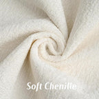 FUTEI Cream White Chenille Throw Pillow Covers 12x20 Inch Set of 2,Soft Cozy Bound Edge Design Lumbar Pillow Cases,Home Decor for Couch Bed Living Room
