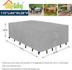 Easy-Going Rectangle Patio Furniture Cover Waterproof Outdoor Dining Table and Chair Cover Anti-UV Outside Sectional Sofa Set Covers (110"L x 84"W x 28"H, Grey)
