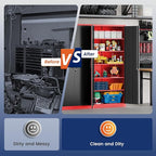 Yizosh Metal Storage Cabinet with Lock Doors and 5 Adjustable Shelves,- 72" Garage Storage Cabinet for Home,Office,Garage,School