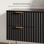 SICOTAS TV Stand for 55/60/65/70 Inch TV - 62 Inch TV Stands for Living Room Entertainment Center with 4 Drawers, Fluted Modern TV Media Console Television Cabinet for Bedroom(Black, 2 Pieces)