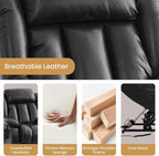 TEKAMON Power Lift Recliner Chair for Elderly with Heat & Massage, Dual Motor Breathable Leather Recliner, Lay Flat Sleeping Chairs with Infinite Position, Remote Control & USB Type-c Ports(Black)