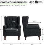 Accent Chair, Upholstered Armchair with Button Tufted High Back & Solid Wood Legs, Comfy Wingback Reading Single Sofa Chair for Small Spaces, Living Room, Bedroom-Blue,1 SEAT