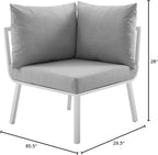 Modway Riverside Outdoor Furniture, 3-Piece Set, White Gray