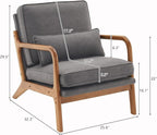 Karl home Accent Chair Mid-Century Modern Chair with Pillow Linen Fabric Upholstered Lounge Arm Chair with Solid Wood Frame & Soft Cushion for Living Room, Bedroom, Balcony, Gray