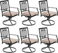 Sophia & William Outdoor Metal Swivel Chairs Set of 6 Patio Dining Rocker Chair with Cushion Furniture Set for Garden Backyard Bistro, 300 lbs