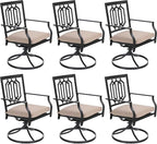 Sophia & William Outdoor Metal Swivel Chairs Set of 6 Patio Dining Rocker Chair with Cushion Furniture Set for Garden Backyard Bistro, 300 lbs