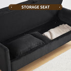 Furnimart 2-Seater Storage Loveseat for Small Spaces, 62“ Corduroy Couch with Removable Cushion Cover and Metal Leg for Bedroom, Apartment, Tiny Homes and Lofts, Black