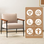 Accent Chairs Set of 2 Mid Century Modern Chair Linen Fabric Living Room Lounge Chair with with Overstuffed Back Pillow and Cushion Reading Side Chair Easy Assembly for Living Room, Bedroom, Belcony