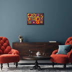 Wieco Art Framed Canvas Wall Art Squares with Concentric Circles of Wassily Kandinsky's Classical Famous Paintings Reproduction for Wall Decor Living Room Home Decorations