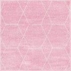 Unique Loom Trellis Frieze Collection Area Rug - Geometric (3' Square, Light Pink/ Ivory)