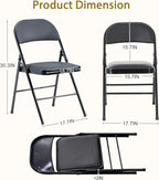 Black Folding Chairs 20 Pack with Padded Cushion and Back, Foldable Outdoor Chairs with 330-LBS Capacity, Portable Heavy Duty Metal Frame Commercial Seat for Party Kitchen Dinning Events Wedding