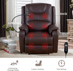 Zero Gravity Power Recliner Chairs for Adults 139°Single Sofa Chair Massage and Lumbar Heating with USB Port, Phone Holder, Side Pocket, Eco Leather(Brown)