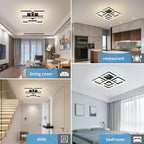 GEADI Modern LED Ceiling Light, 64W Dimmable Black Flush Mount Light 5-Square Ceiling Lamp with Remote Control, Acrylic Ceiling Chandelier Lighting for Living Room Bedroom Office, 3000K-6500K