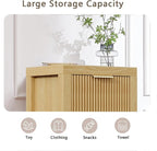 Modern 4-Drawer Solid Wood Dresser with Fluted Front & Gold Handles, Multifunctional Tall Storage Chest, for Hallway, Entryway, Natural