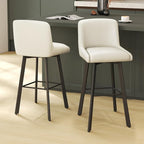 Swivel Bar Stools, 30''H Upholstered Barstools with Backs, Modern Counter Height Bar Stool Chairs for Kitchen Island, Metal Legs (Beige- Faux Leather, Set of 3-30" H)