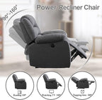 EBELLO Classic Power Recliner Chair, Oversized Electric Overstuffed Chair with Soft Cushion and Back, Sofa with Comfortable Armchair, Gray