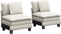 PHI VILLA Indoor Modular Sectional Couches Sets, 2-Piece Armless Sofa Set, 2-Seater Upholstered Couch for Living Room Small Spaces, Chenille Fabric, Beige