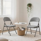 4 Pack Gray Folding Chairs with Padded Cushion for Outside, Portable Stackable Commercial Metal Foldable Chairs with Steel Frame for Home Events Office Wedding Party, 350lbs Capacity