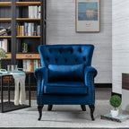Accent Reading Arm Chairs Set of 2 for Living Room Bedroom, Midcentury Modern Comfy Corner Sofa Chair, Wingback Waiting Room Club Chair with Button Tufted Back &Lumbar Pillow, Velvet Blue