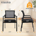 8PK Office Guest Chairs No Wheels | Ergonomic Lumbar Support and Thicked Seats Cushion, Desk Chair with Adjustable Mesh Back for Waiting Room School Church Reception，Black