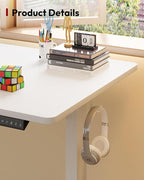 SANODESK Electric Standing Desk 71 x 32 Inches Height Adjustable Stand Up w/6-Button Controller Ergonomic Computer Desk with Splice Board for Home Office, White Frame + White Tabletop