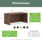 HON MOD Executive Desk 60-Inch Large Computer Desk Shell, Thick Wooden Laminate, Modern Table with Cord Management, 60" W x 30" D x 29" H, Walnut
