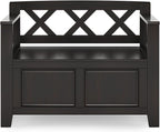 SIMPLIHOME Amherst Entryway Storage Bench - 36 inch Wide Solid Wood Small Hallway Seat in Hickory Brown, Transitional Bench for Entryway or Living Room with Lift-Up Lid and Compact Storage