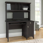 Bush Furniture Salinas Computer Desk with Hutch | Study Table with Drawers, Cabinets & Pullout Keyboard/Laptop Tray | Modern Home Office Desk in Vintage Black | Work Desk with Storage