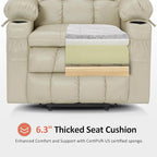 MCombo Dual Motor Power Lift Recliner Chair for Elderly, Lay Flat Lift Chair with Heat and Massage, Cup Holders, USB Ports, Faux Leather 7890 (Cream White, Medium)
