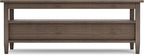 SIMPLIHOME Warm Shaker Coffee Table - 48 inch Wide Solid Wood Cocktail Table in Farmhouse Brown, Transitional Living Room Table with 2 Storage Drawers and Open Shelf for Sitting Area or Lounge