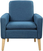 Lohoms Accent Chair for Living Room, Comfy Upholstered Reading Leisure Chair for Bedroom, Mid-Century Modern Armchair, Linen Fabric Single Sofa Chair for Apartment, Waiting Room, Navy Blue