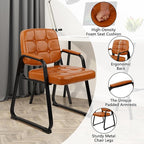 CLATINA Waiting Room Chairs with Padded Arms Leather Guest Chair no Wheels for Office Reception and Conference Desk with Sled Base Orange