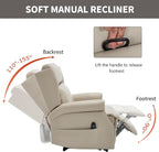 Manual Recliner Chair with Massage & Lumbar Heat, Breathable Leather Reclining Chair for Adults, Humanized Design Easy to Install Living Room Recliners Beige