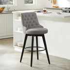 Watson & Whitely Bar Stools, 360° Swivel Upholstered Bar Stool with Back, 30" H Bar Height Barstools, Set of 2, Performance Fabric in Flint Grey