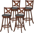 COSTWAY Bar Stools Set of 4, 30 Inch Classic Bar Height Chairs with X-Shaped Open Back, 4 PCS Swivel Barstool Set for Kitchen Island, Pub, Bistro, Café, Espresso (4, 30 Inch)