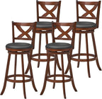 COSTWAY Bar Stools Set of 4, 30 Inch Classic Bar Height Chairs with X-Shaped Open Back, 4 PCS Swivel Barstool Set for Kitchen Island, Pub, Bistro, Café, Espresso (4, 30 Inch)