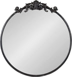 Kate and Laurel Arendahl Ornate Glam Round Mirror, 24 Inch Diameter, Black, Dramatic Baroque Style Wall Mirror for Vintage Antique Inspired Home Decor Aesthetic